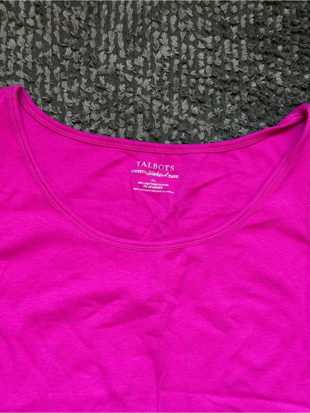 Talbots Stretch Weekend Tank Top XL Hot Pink Cotton Spandex Scoop Neck Basic - Picture 2 of 4